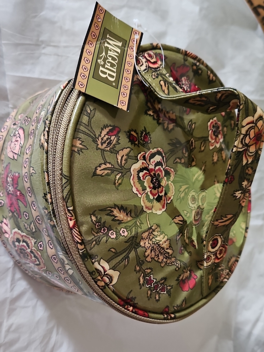 Maggi B Floral Cosmetic Bag - Olive Green